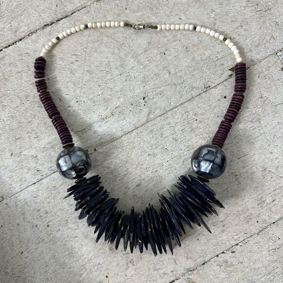 Vintage Chunky Mixed Material Beaded Necklace - Picture 1 of 7